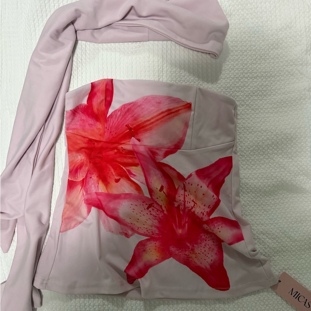 Micas Floral Tube Top with Scarf NWT